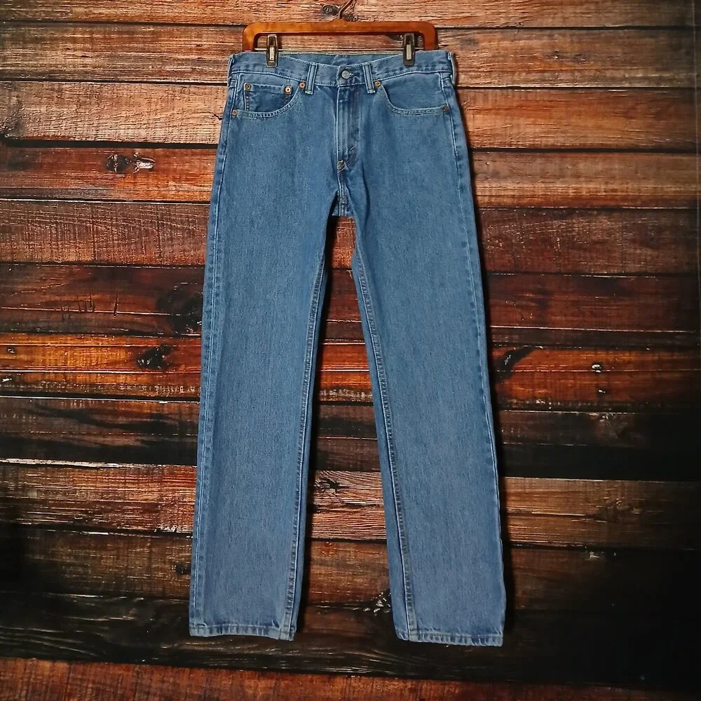 Levis 505 Jeans Mens 32X31 Straight Fit Blue Stonewashed Denim 100% Cotton
